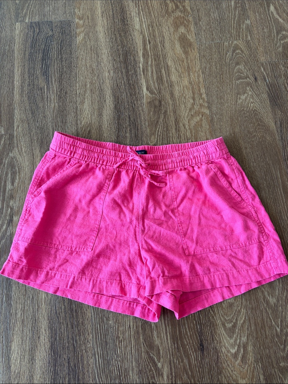 J. Crew Drawstring Linen-Blend Hot Pink Shorts, Size S